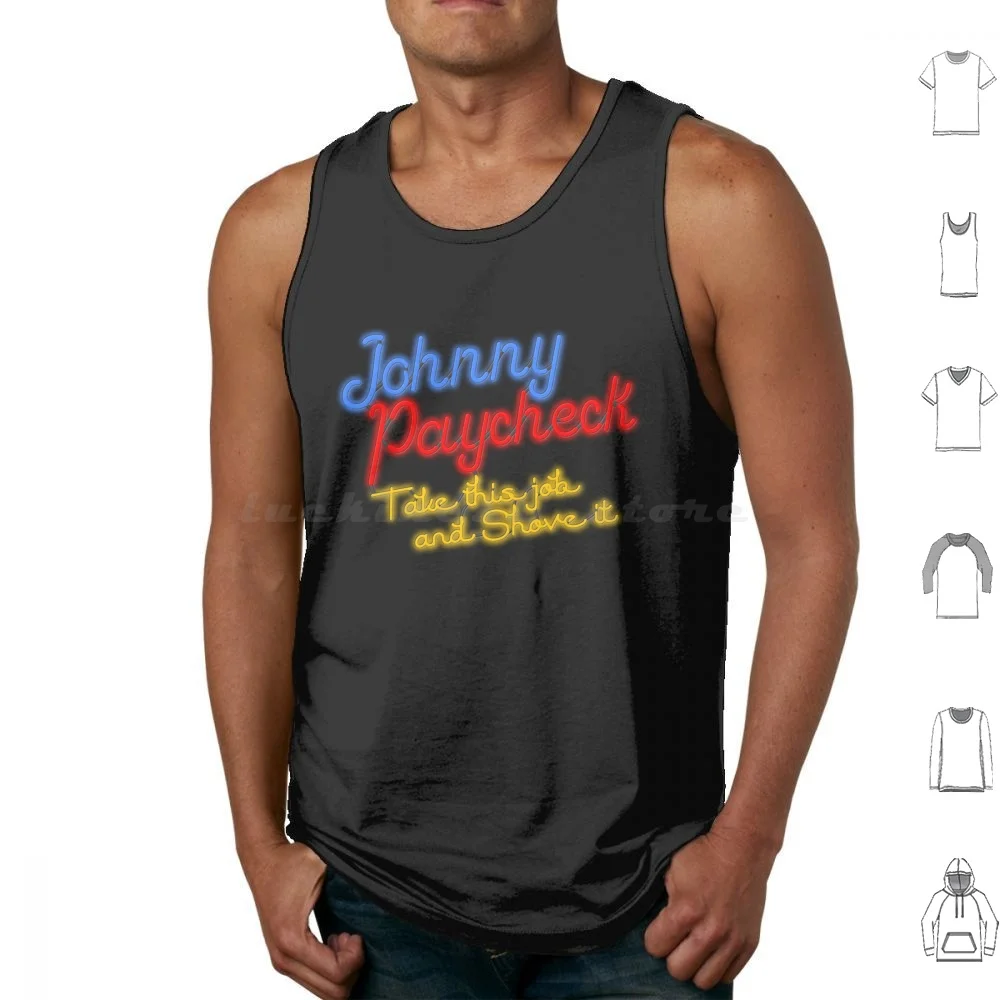 Retro Johnny Paycheck Neon Tank Tops Print Cotton Classic Country Music Country Country Music Artist Country Music Stars