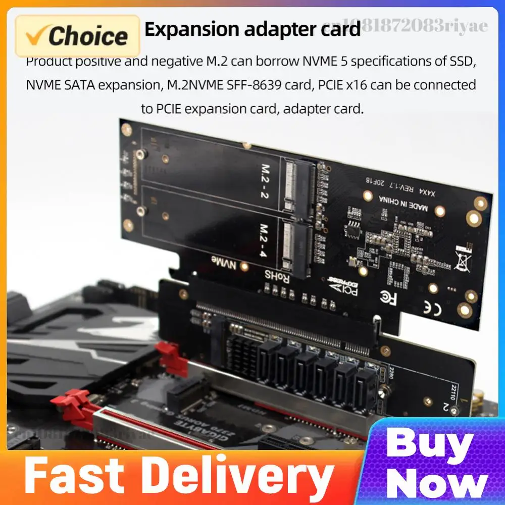 

PCIe X16 To X8+X4+X4 Split Expansion Adapter Card PCIE4.0 M.2 NVMEx2 Input Ports Support 2280/2260/2242/2230 SSD