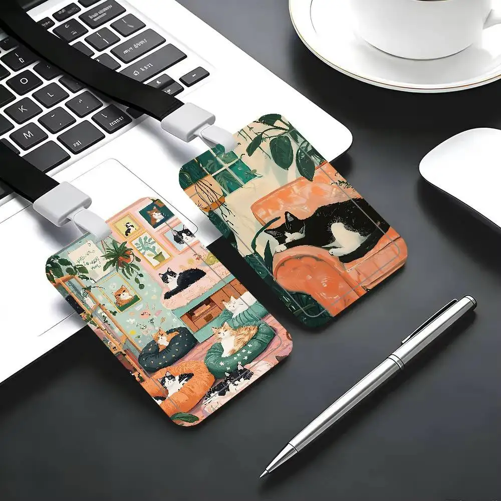 Lazy Cat Series Clear ID Card Holder Lanyard Neck Strap Badge Case Door Credit Card Protector Daily Gift