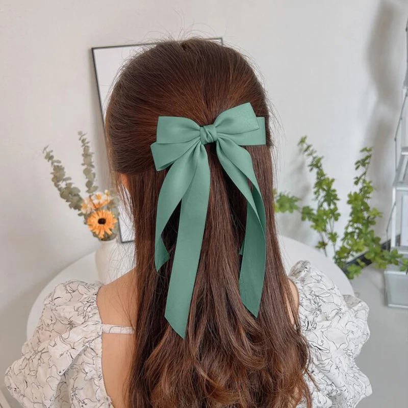 Lystrfac-horquilla con lazo para el pelo para mujer y niña, pinzas para el pelo, lazo blanco y negro, accesorios para el cabello femeninos