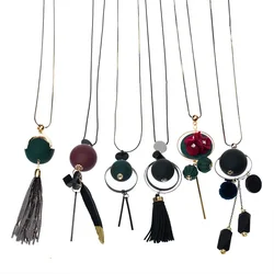 Women's Necklace Bohemian Geometric Round Vintage Tassel Long Sweater Chain Necklaces Fashion Women Jewelry Accessories