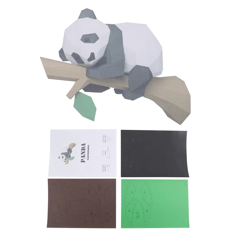 AA80-3D Dier Papier Model, Panda Op De Boom Geometrische Origami Voor Home Decor, Wanddecoratie, Educatief Kinderen Speelgoed