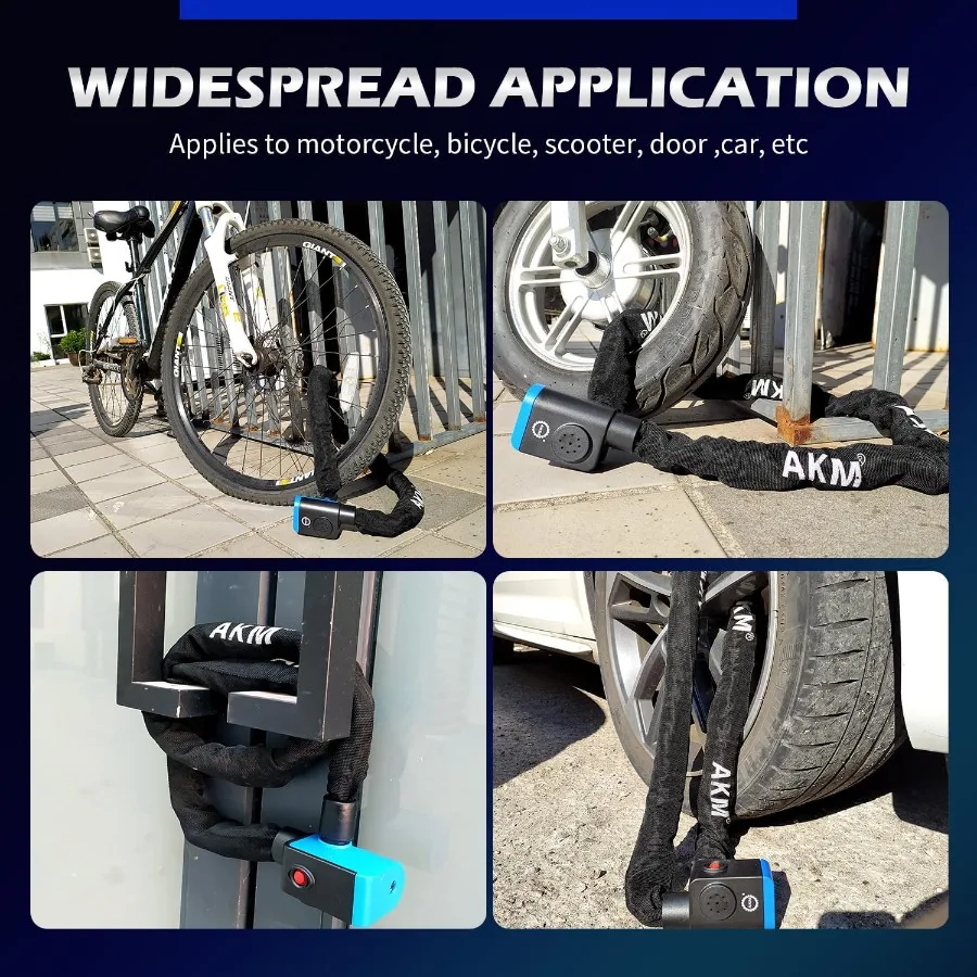 آمنة 80db إنذار 4ft 120 سنتيمتر طويلة مكافحة سرقة الثقيلة دراجة نارية سلسلة قفل 3 8 ''10 مللي متر سميكة الطقس برهان سلاسل دائمة مع 3