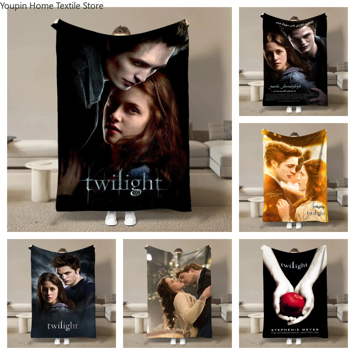 

Warm Soft Classic Movie T-Twilight Print Blanket Fluffy Children and Adults Sofa Plush Bedspread Throw Blanket for Sofa Bed