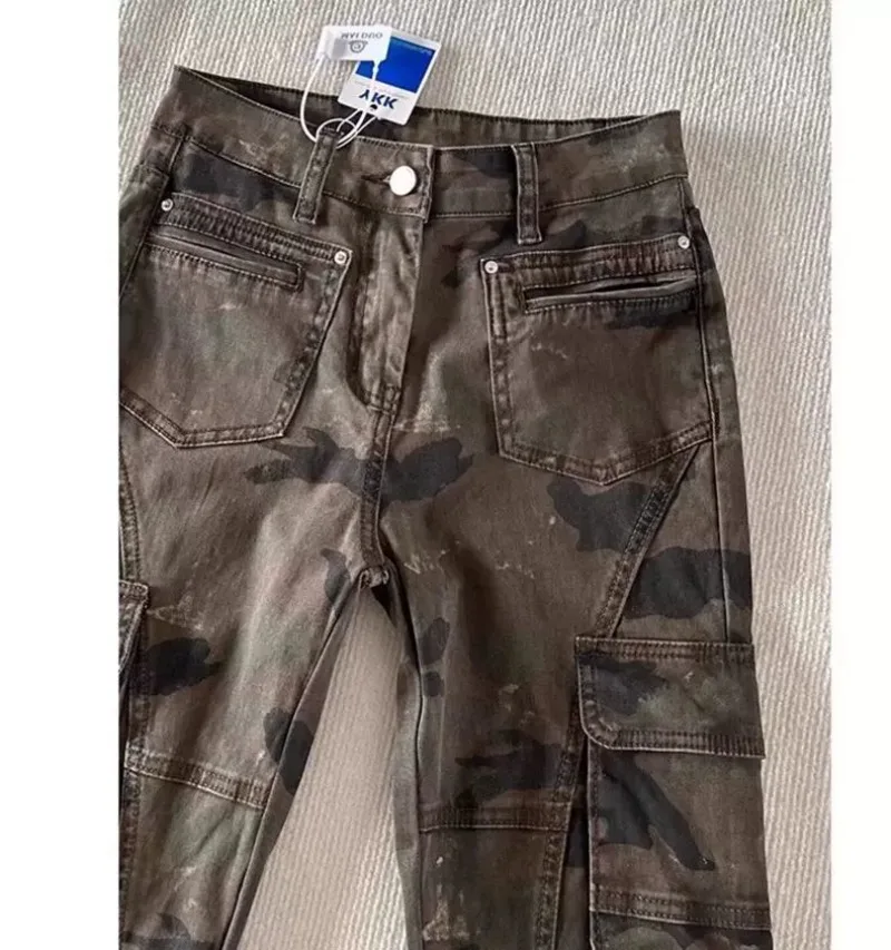 Одежда Y2k Мужские роскошные камуфляжные комбинезоны 2000-х годов Ретро Cleanfit High Street Высокие брюки Micro Machete расклешенные джинсы Одежда для мужчин