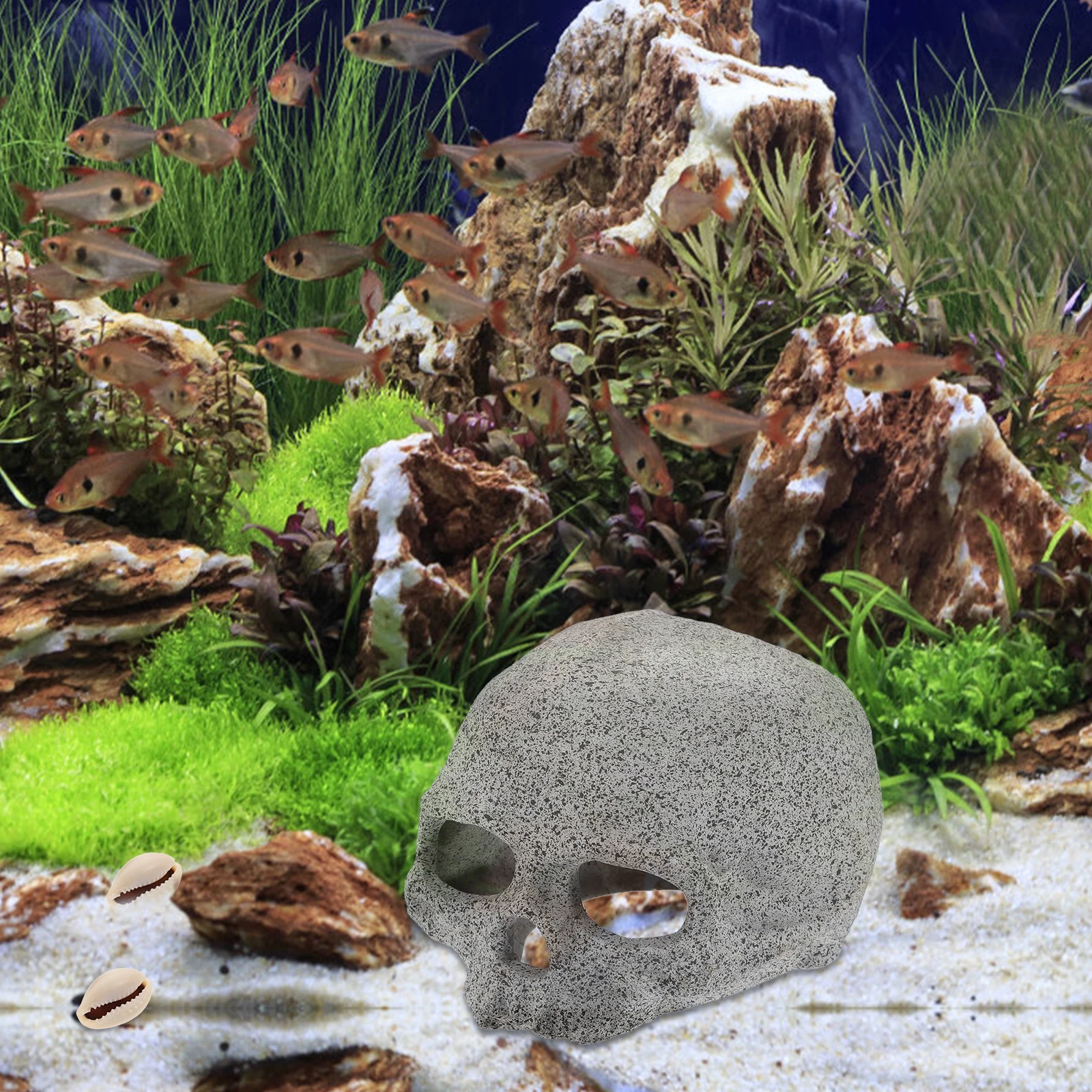 

Fish Tank Ceramic Cave Decor Durable Safe Aquarium Stone Hideout Unique Shape Freshwater Pet Supplies L scaping Adornment