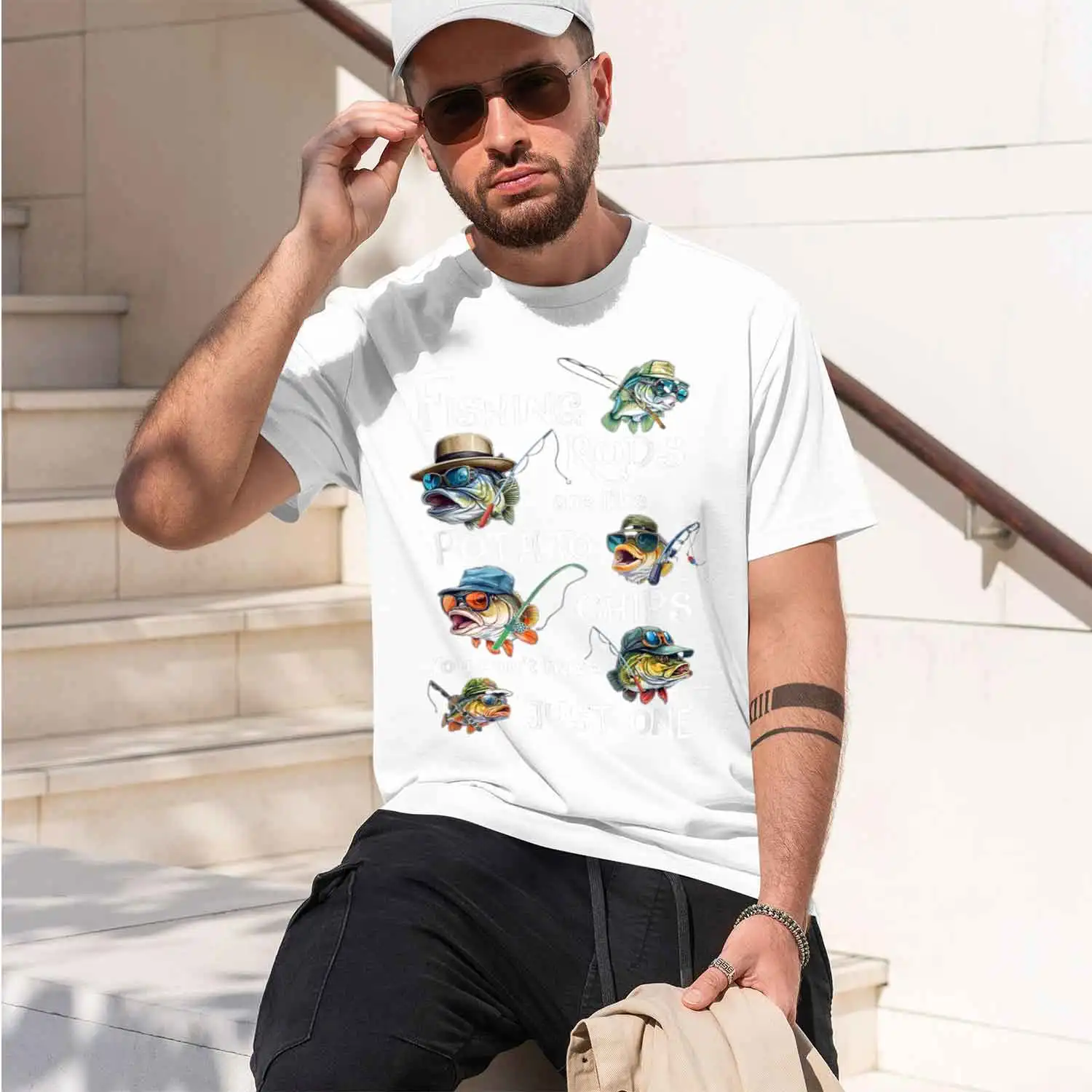 Fishing Ro Are Like Potato ips Can't Have Just One T-Shirt Pesca Clothes Graph T Shirts Men Clothing 2026 New Model Men’s Short-