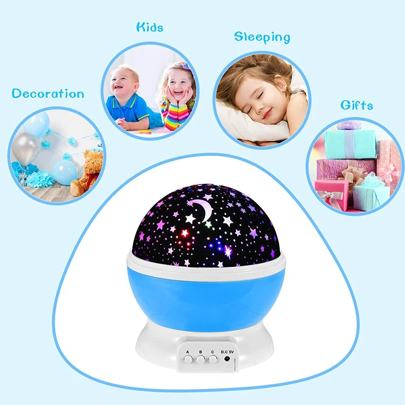 ZK40 LED Projector Star Moon Nights Baby Night Lights Moon 360 Degree Rotation 8 Color Changing Romantic Night Lighting Lamp