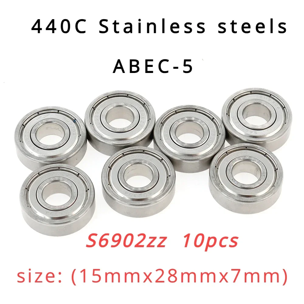 

Veekraft High Performance 440C Stainless Steels ABEC-5 Deep Groove Ball Bearings - S6902zz 10pcs Size: 15mmx28mmx7mm