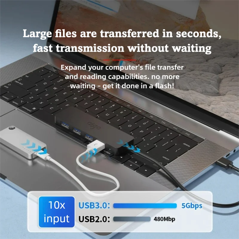AIGO USB HUB 4 Ports USB C/A Hub Type C to USB3.0 Splitter Adapter For Laptop Desktop PC Accessories Splitter Docking Station - view 3