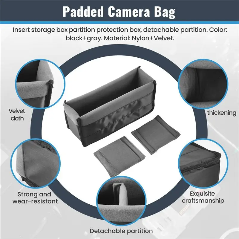 ABUOShockproof Dslr Slr Camera Insert Organizer Case Partition Divider Protection Case(Black+Grey)