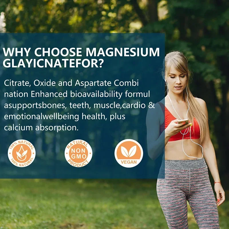 Magnesium Glycinate - Nerves System, Improve Mood Nervous, Muscles Recovery, Heart Health, Sleep Quality Support