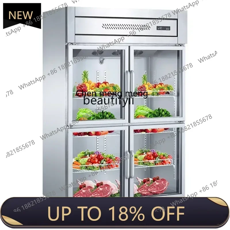 

Z189 Freezer commercial four-door glass door display cabinet vertical stainless steel display fresh-keeping freezer