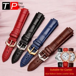 For Cartier Blue Balloon Watch Strap Men's and Women's Cowhide Watchband 18x11mm 20x12mm Large and Small Raised Belt Watch Chain