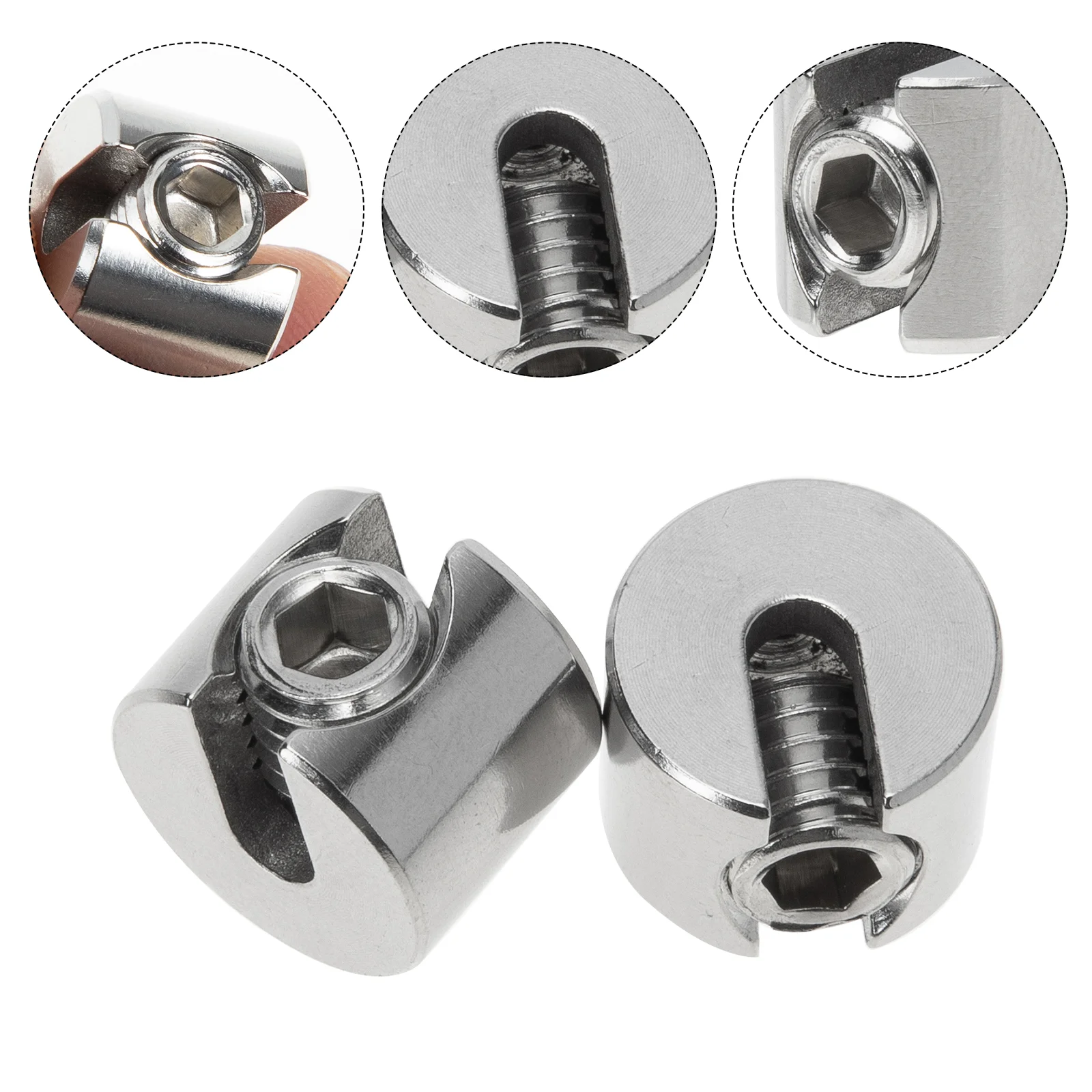 2 Pcs Wire Rope Clamp Steel Supports Fasteners for Brackets Cable Clip 316 Stainless Hangers