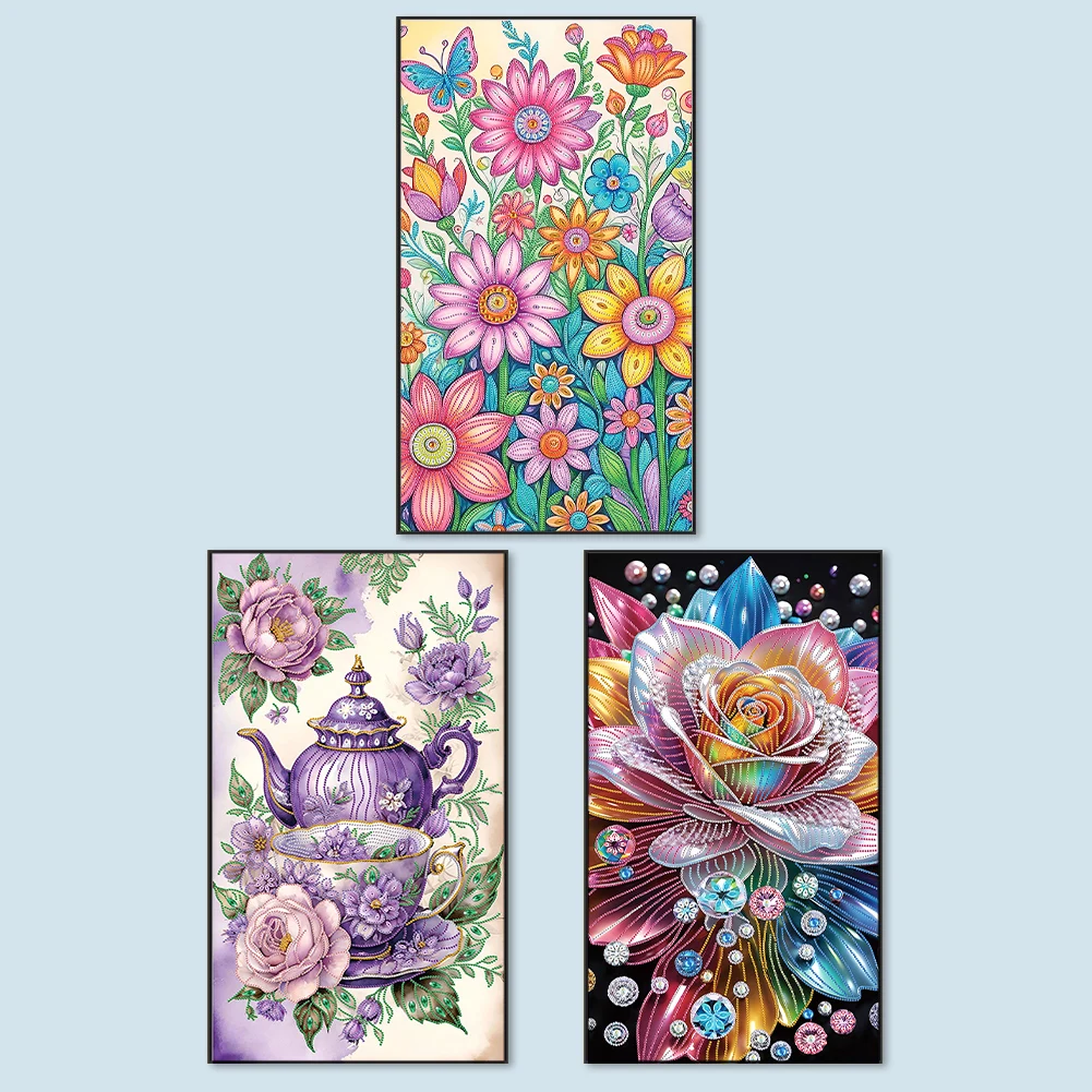 Decorazione floreale con pittura diamante a forma speciale parziale fai da te 5D