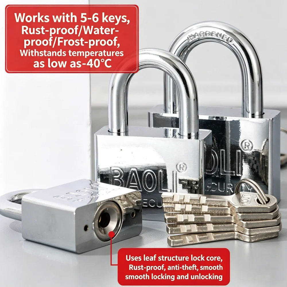 BAOLI Heavy Duty Security Padlock Small Medium Large Size Anti Rust Waterproof Keyed Padlock for Home Gate Locker Warehouse