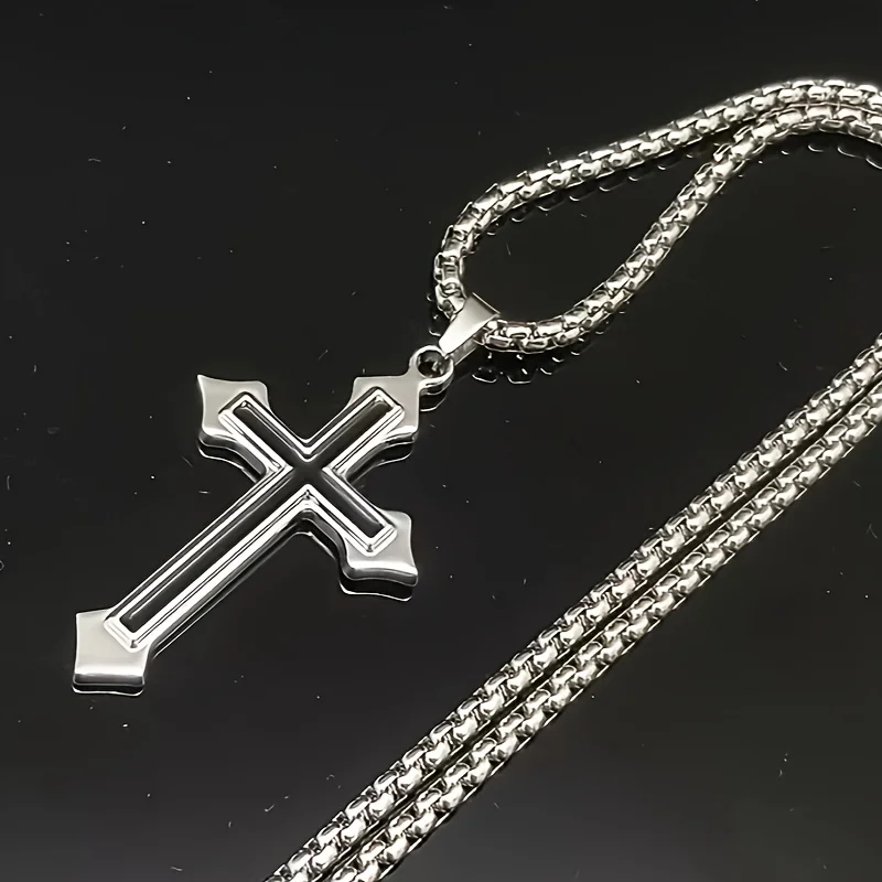 1pc Simple Fashion Stainless steel Cross Pendant Necklace