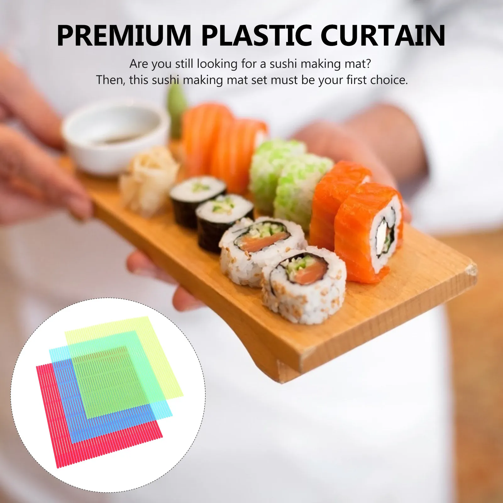 3pcs Sushi Roller Mats Set – Dense Texture, Non-Slip, Smooth Rice Rolling Pad for Easy Sushi Making