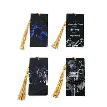 קווטאר אקומף סימניות אקריליות עם ציסל, סימניה של כנפיים הר הירח לקריאה נשים גברים, אביזרי ספר, סימן ספר gif