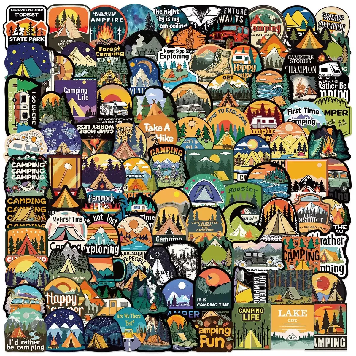 

10/50/100pcs Retro Outdoor Camping Hiking Graffiti Stickers Vintage Decals Laptop Fridge Skateboard Travel Luggage Sticker Toy