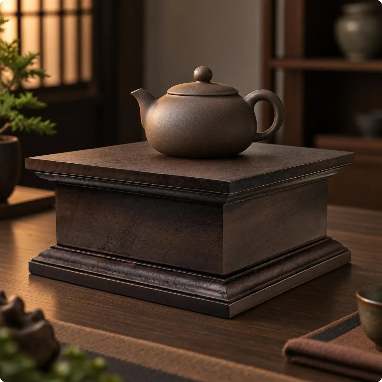 Sturdy Solid Wood Display Riser Stand for Statue Tea Ware Ornament Crystal Tabletop Showcase Decor