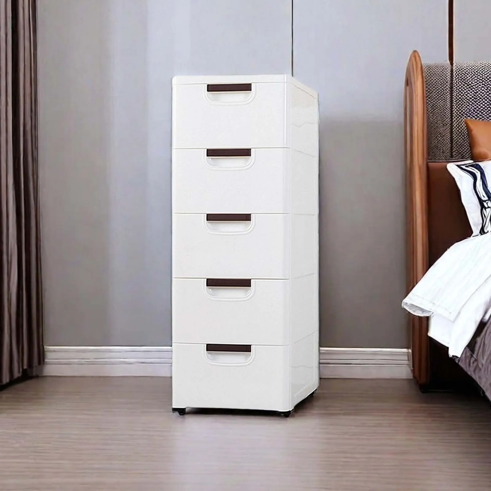 5 Drawer Chest Storage Rolling Cart with Wheels File Organization Stand Shelf Trolley for Home Cabinet Bedroom Closet Office