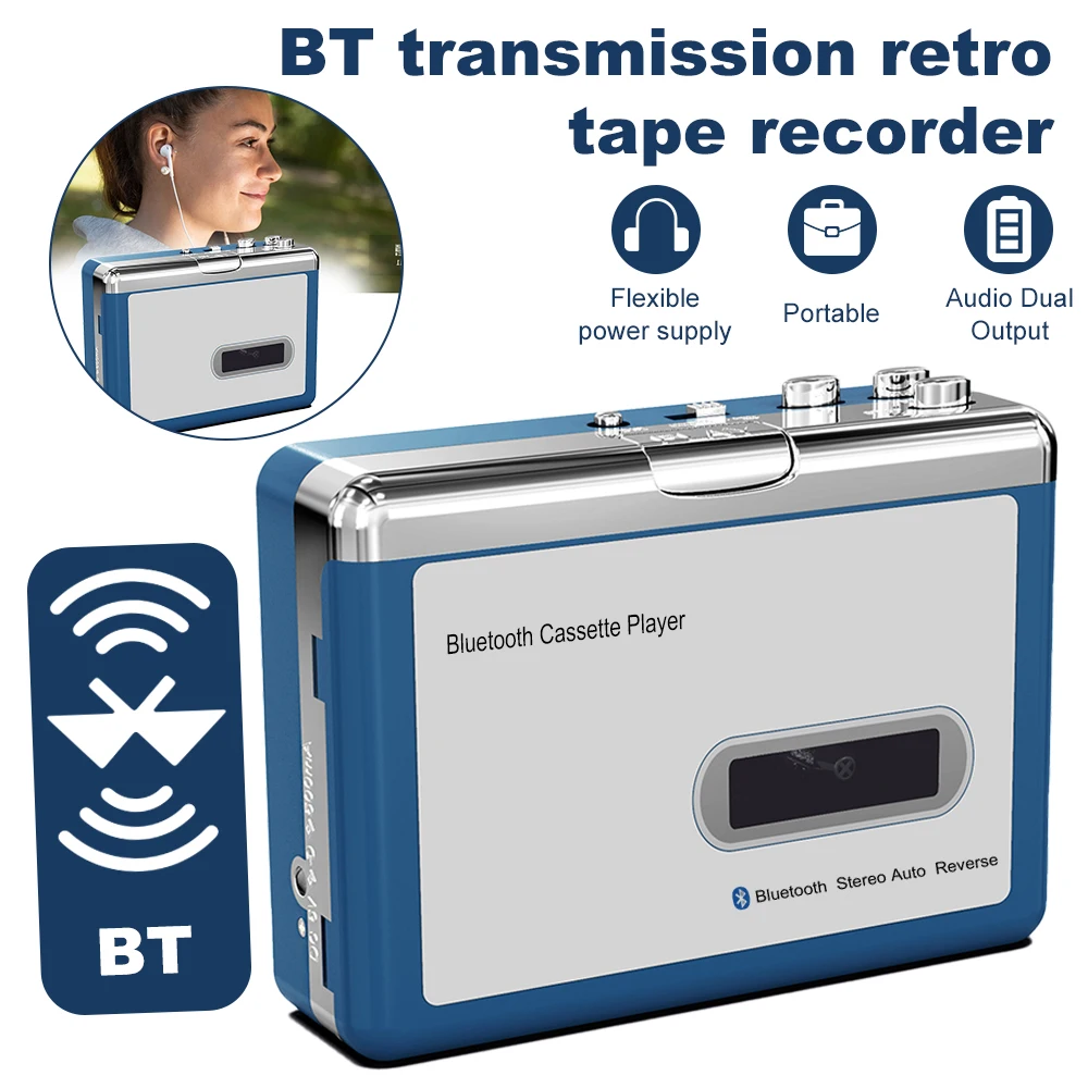 

Cassette Radio Player Portable Bluetooth Cassette Player Music Player Walkman Tape Recorders Support 3.5mm Headphone Play