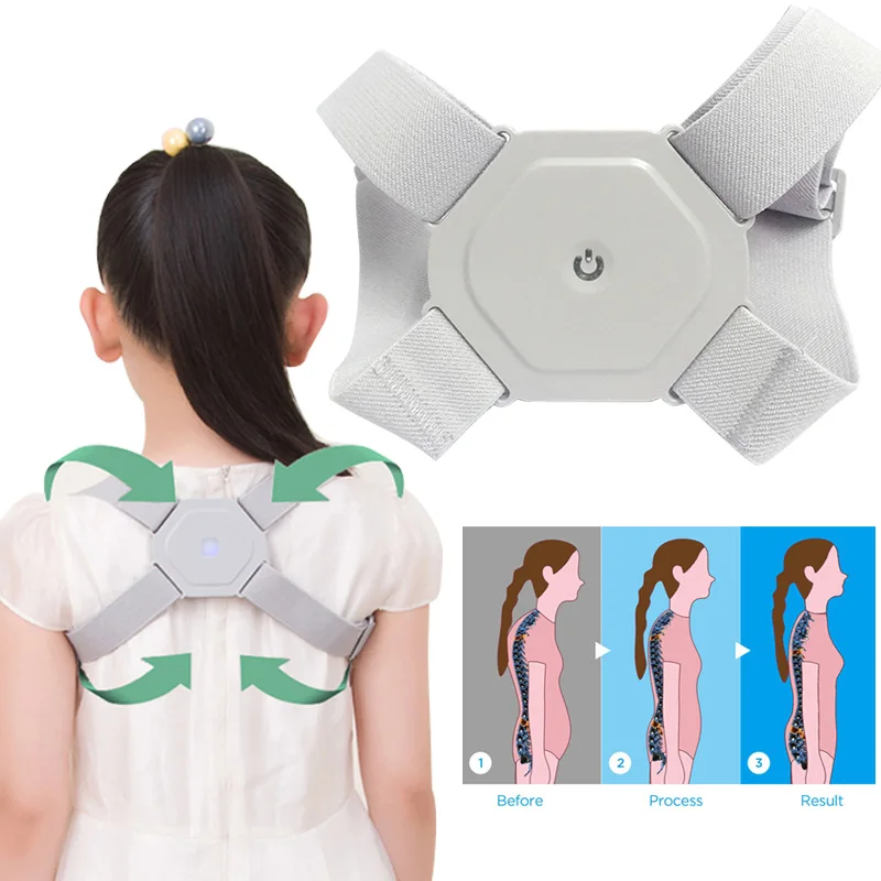 corretor de postura Smart Posture Corrector Inteligente Back Shoulder Support Vibration Sensor Corset for Children Adults Sit