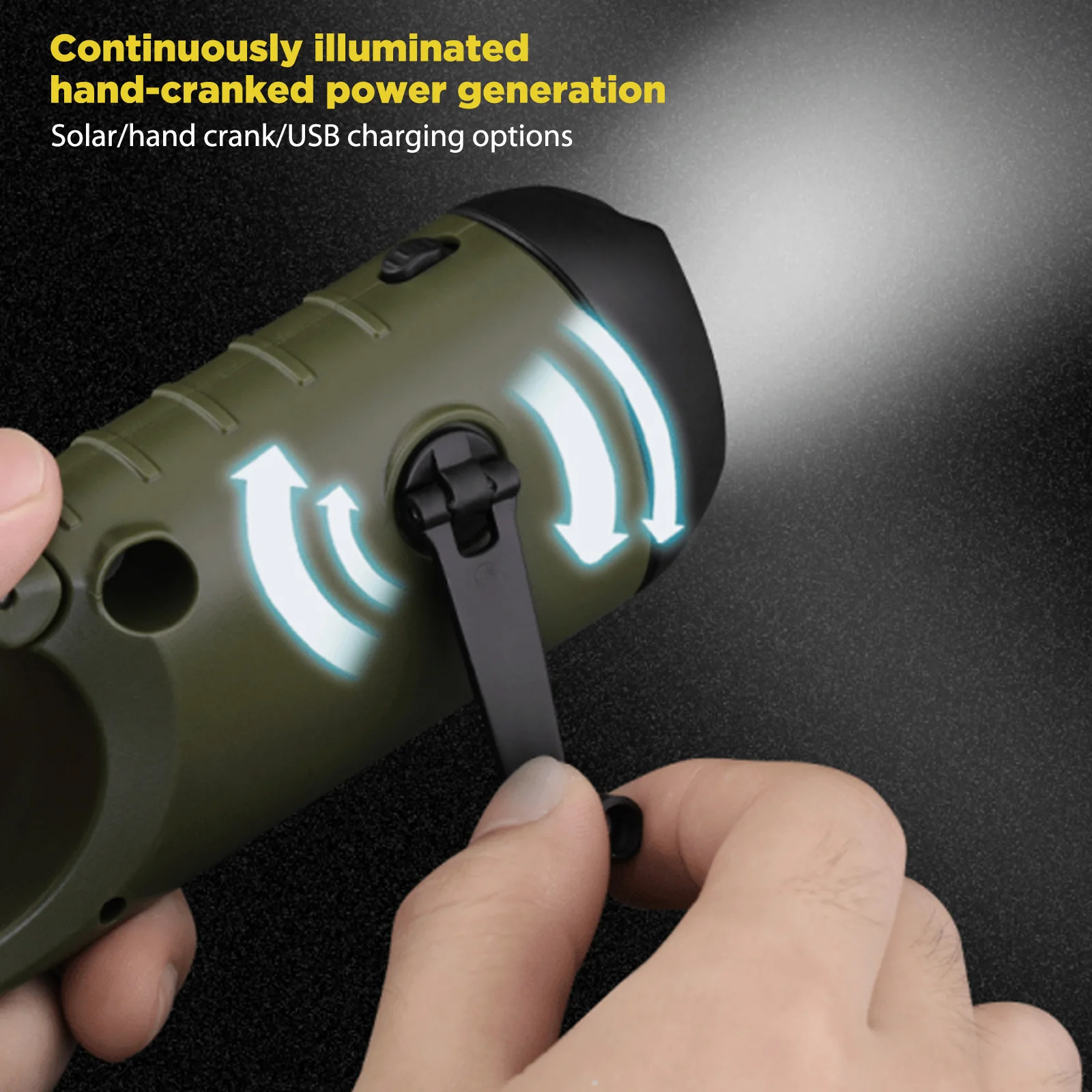 

1/2pcs Solar Powered Flashlight USB Charging Hand-cranked Emergency Power Bank Survival Gear Torch Light Clip for Mountaineering