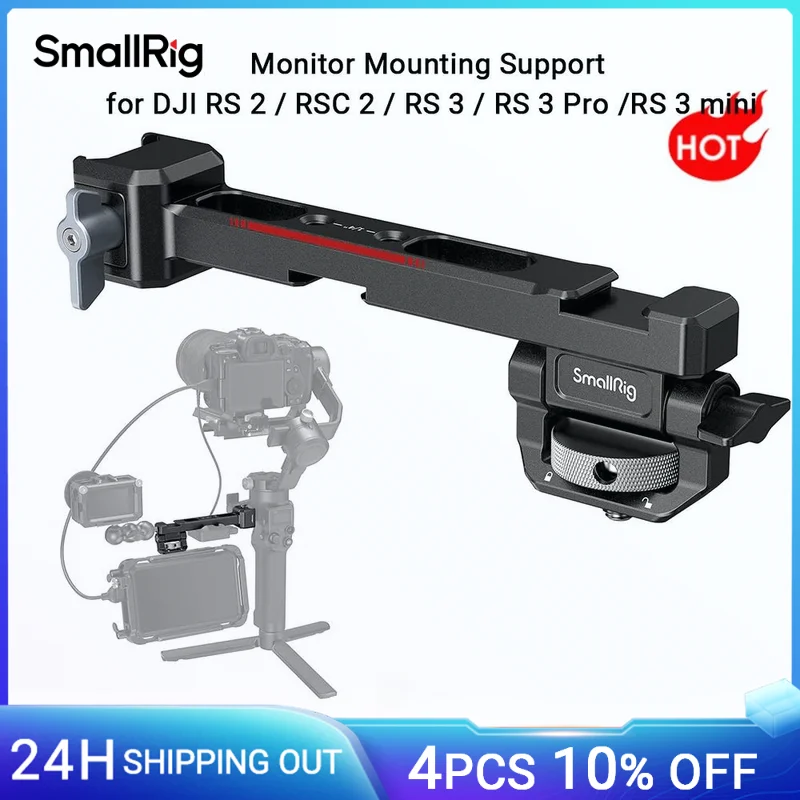 SmallRig Adjustable Monitor Mounting Support with NATO Clamp Cold Shoe for DJI RS 2/RSC 2/RS 3/RS 3 Pro/RS 3 Mini /RS4 Pro 3026B