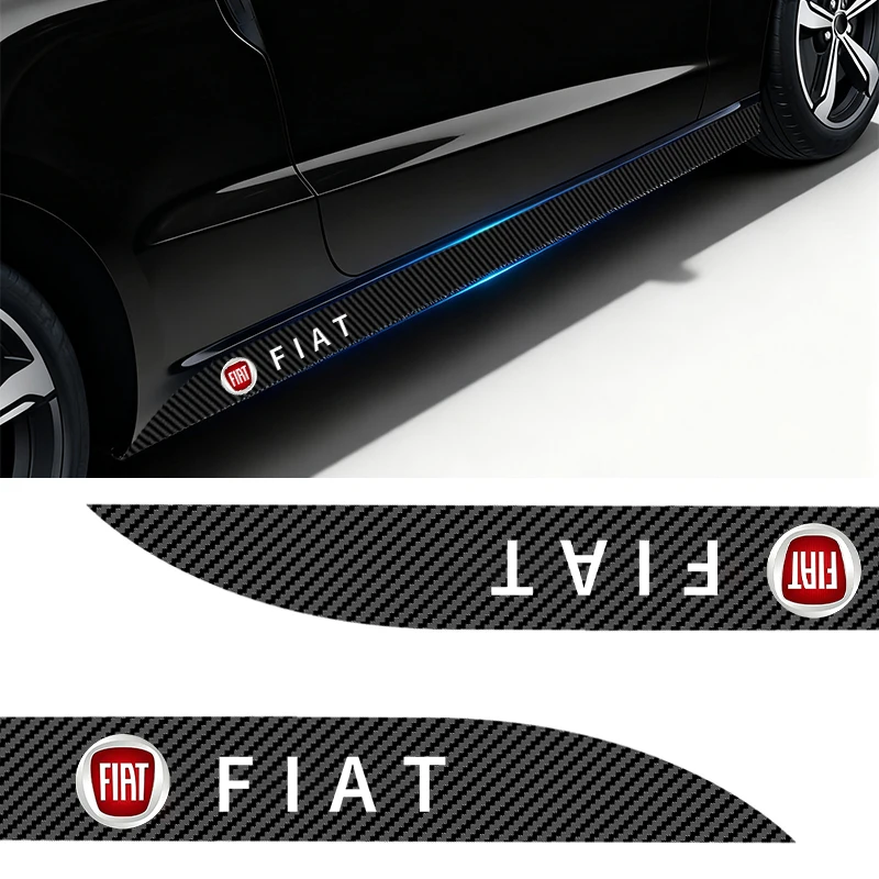 2 pegatinas decorativas de fibra de carbono para el umbral de la puerta del coche, para Abarth FIAT Punto 500 Tipo Stilo Palio Bravo Doblo Panda