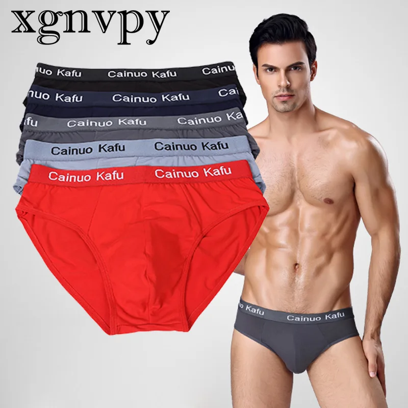 Xgnvpy Men Briefs Soft Breathable Underwear Seamless Low Wasit Solid Color Underpants Shorts Bulge Pouch Panties Initmates Male