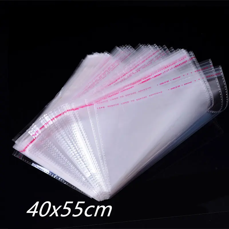 

100Pcs 40x55cm OPP Self Adhesive Seal Plastic Bags Transparent Clear Resealable Cellophane Poly Storage Packaging Dustproof