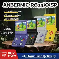 ANBERNIC-consola portátil con tapa Retro RG34XXSP, pantalla IPS de 3,4 pulgadas, 64 bits, Linux, 256G de almacenamiento, 300 juegos PSP, compatible con salida de TV WIFI 5G