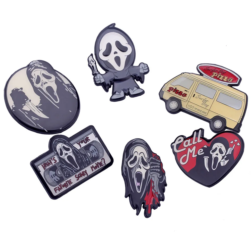 2024 Hallowmas Horror Movie Scream Enamel Pin Killer Lapel Badges Manga Brooches for Party Fashion Jewelry Accessories Gifts