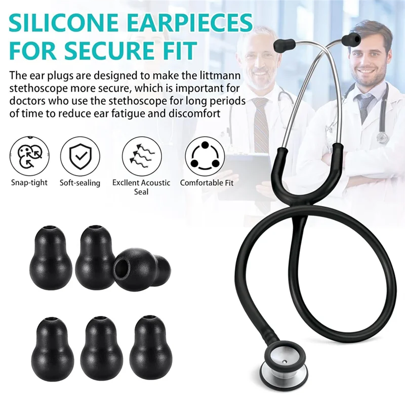 L70A 24 Pairs Stethoscope Ear Tips Suit Stethoscope Accessories Soft Sealing Ear Tips Soft Silicone Earplugs Earbuds