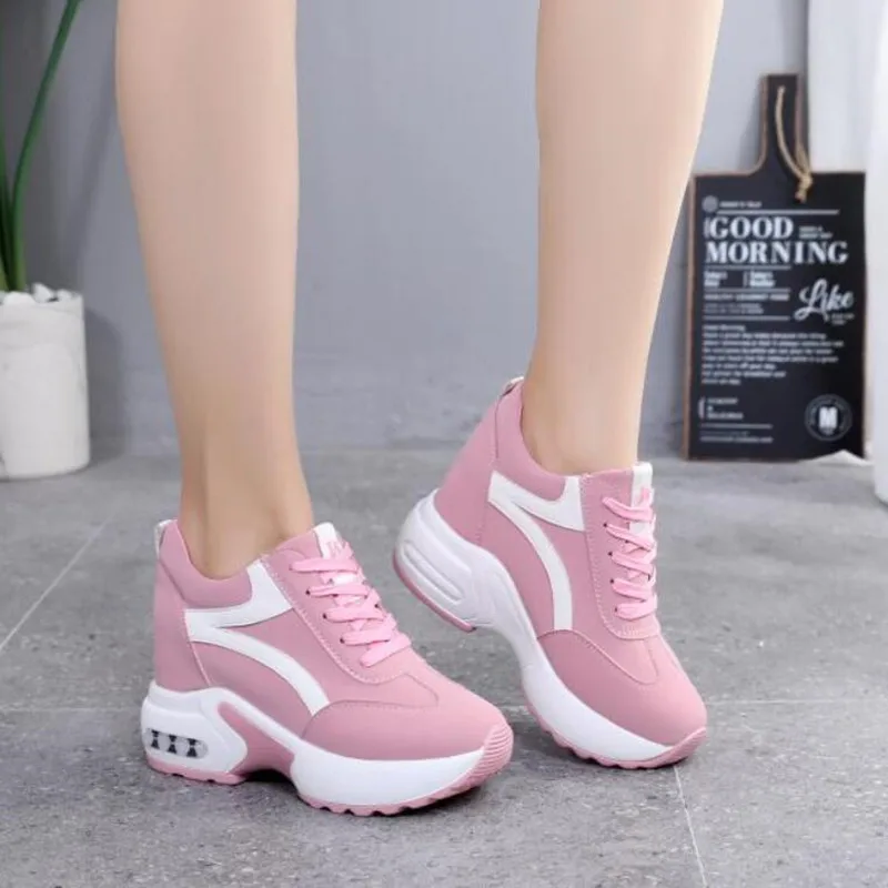 2023 Spring Women Casual Shoes Platform Sneakers Comfortable Air Cushion Outdoor Solid Heightening Footwear Chaussures Femme