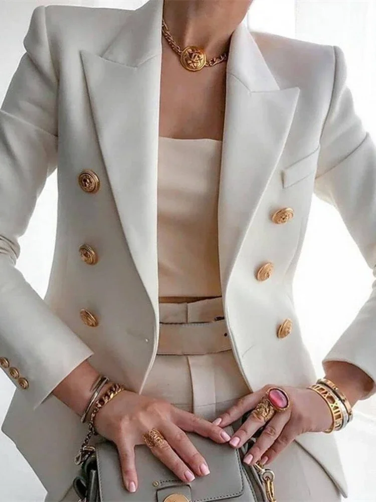 

Spring Autumn Versatile New Clothing Women's Korean Fashion Solid Color Long Sleeve Blazer Casual Loose Office Coat