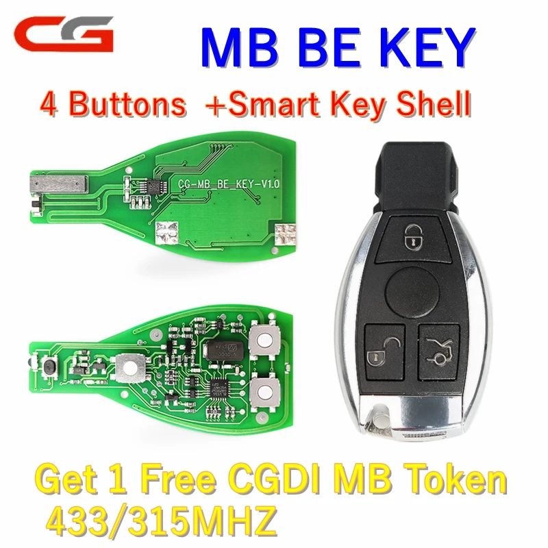 

CG MB BE KEY Support For Mercedes Till FBS3 315MHZ/433MHZ mart Key Shell 3/4 Button For CGDI MB PROG