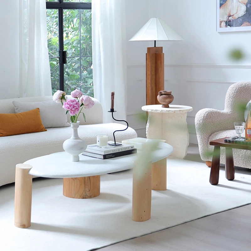 Large Nordic Coffee Table Luxury White Simple Unique Regale Side Table Aesthetic Minimalist Mueble Salon Living Room Furniture