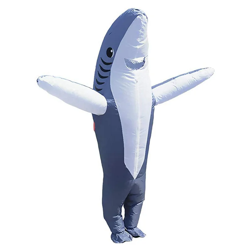 Adult Shark Fancy Dress Costume Funny Inflatable Carry Ride on Outfit Fat Suit Halloween Cartoon Cosplay Accessories B