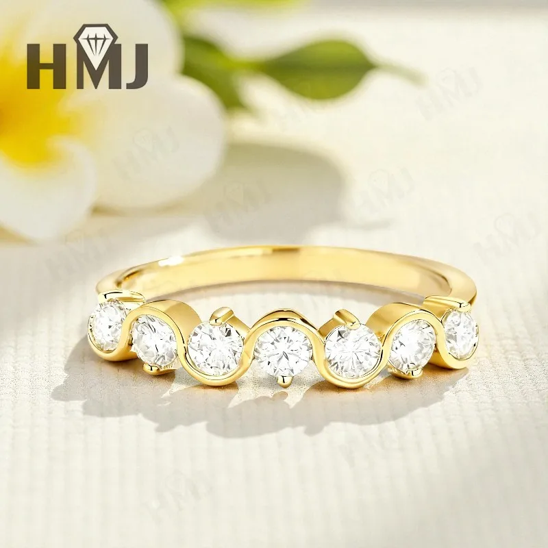 

Diamond Eternity Ring with 0.7CT D Color Round Moissanite 10k 14k 18K Gold Plated 925 Silver for Women Wedding Engagement Jewely