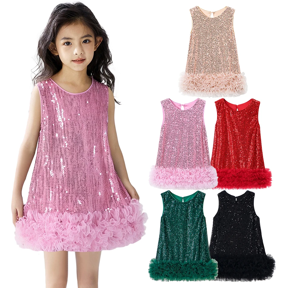 فساتين حفلات عيد الميلاد للفتيات الصغيرات فستان الأميرة للأطفال على الطراز الفرنسي فستان ترتر للأطفال بدون أكمام أزياء نافيداد #1