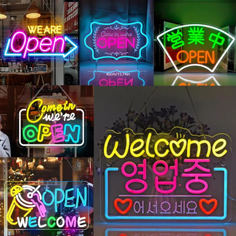 

Open LED Neon Signs Light Up Open Sign Walls Window Art Decor for Shop Bar Hotel Restaurant Retail Store Party Pub