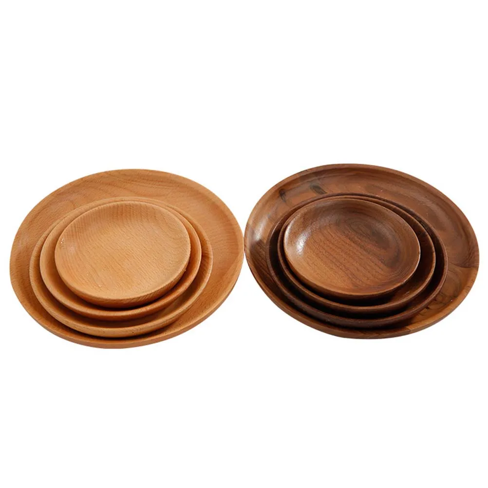 

1Pcs Eco Friendly Black Walnut Wood Dinner Serving Plate 15x15x2cm Natural Texture Simple Functional Kitchen Tool