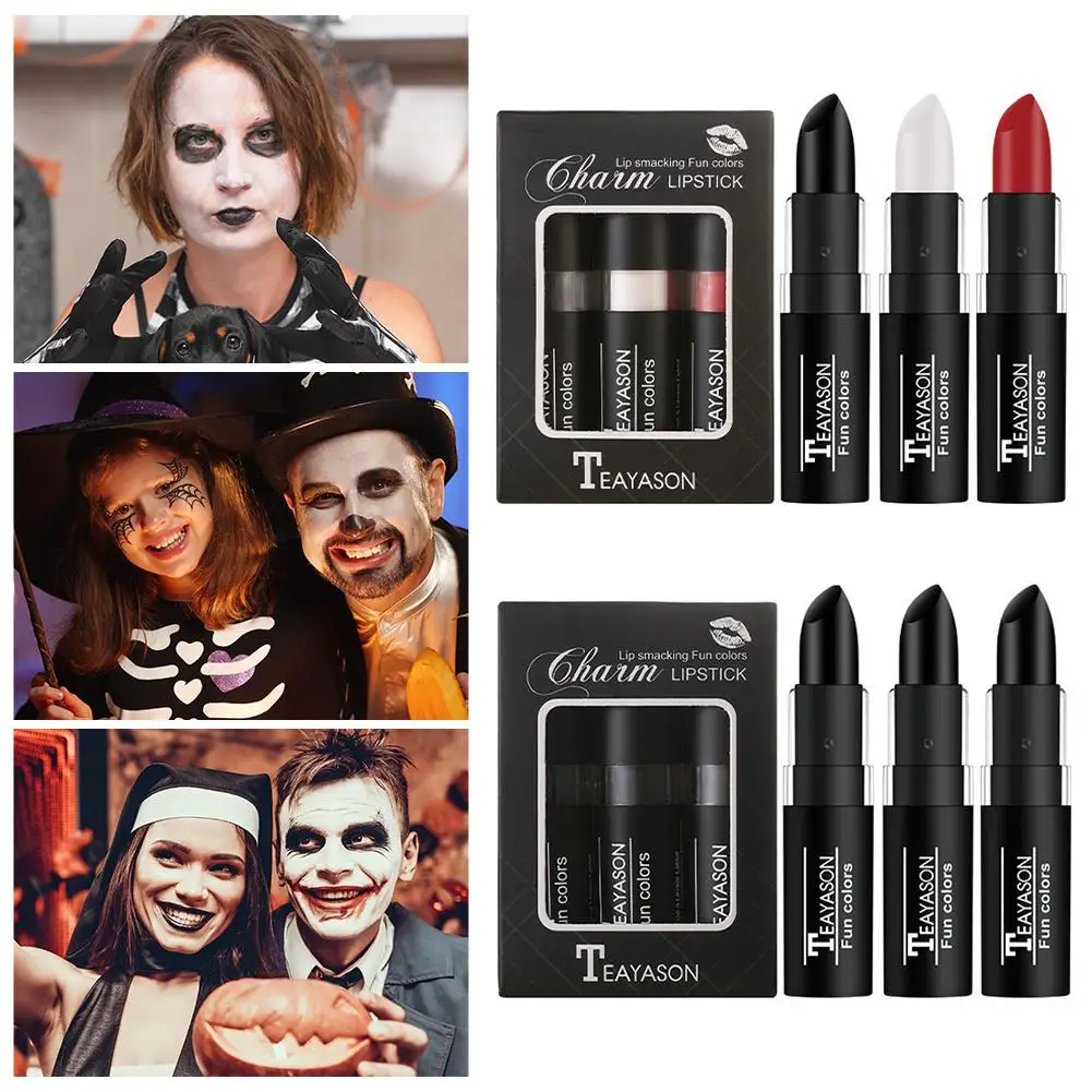 Matte Whitening Lippenstift Langlebig Nicht Trocknend Schwarz Weiß Rot Wasserdicht Und Schweiß-Proof Lippenstift Kit Für Mädchen frauen Mak C3R7