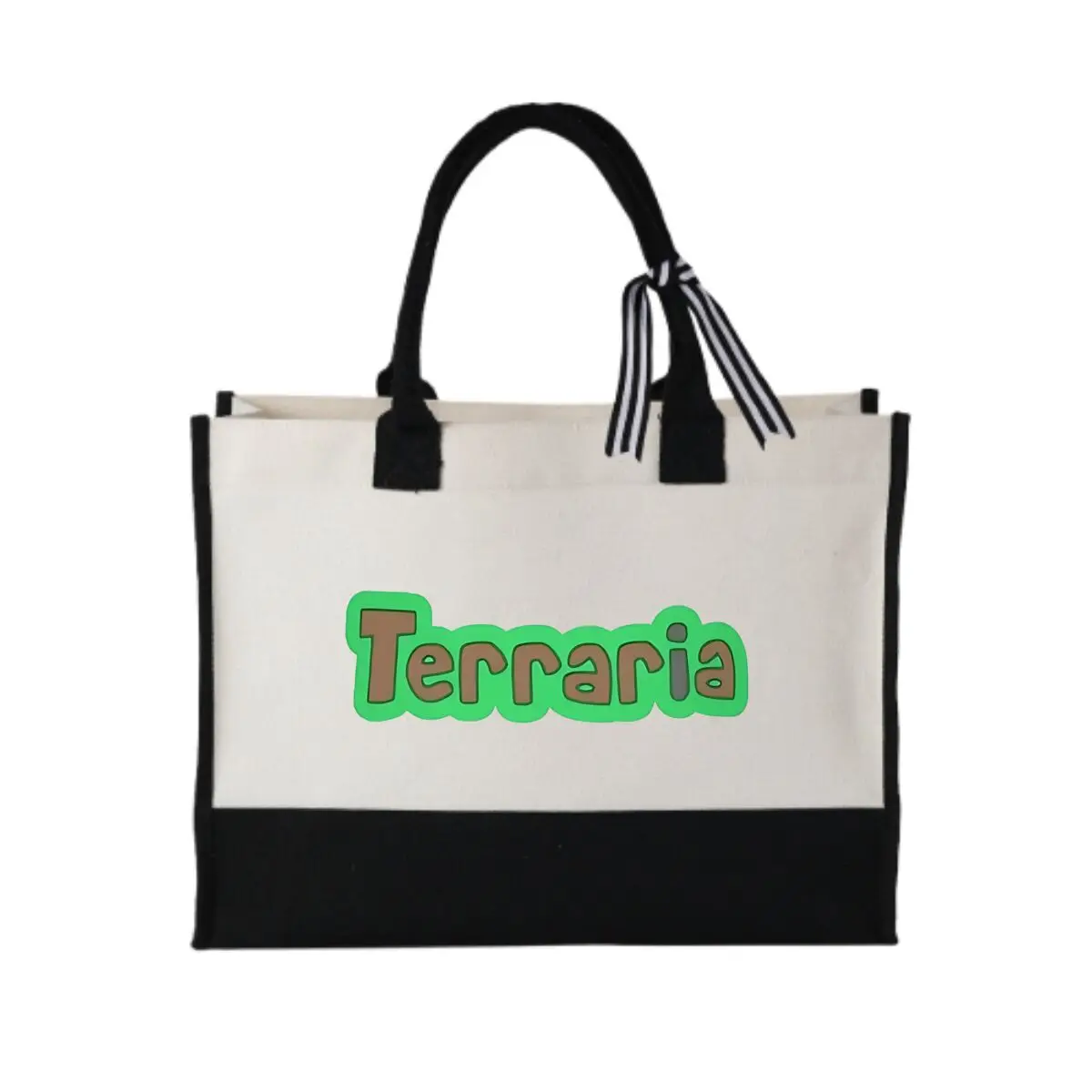 

Terraria Adventure Call Minimalist Patchwork Canvas Shoulder Tote for Office Use