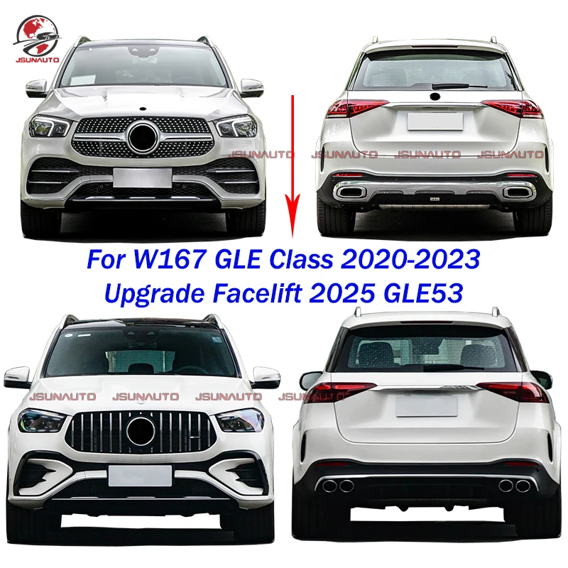 

For 2020-2023 Mercedes GLE350 GLE450 Facelift to 2025 GLE53 A Style Full Body Kit with LED Headlights Tail Lights Bumper Grill
