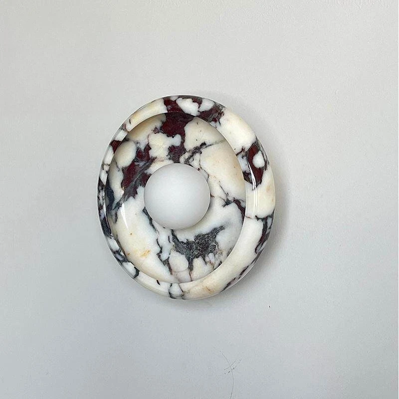 

French Vintage Danish Design Marble Wall Light Luxury Retro Bedside Sconce Home Living Room Aisle Interior Decoration Lighting